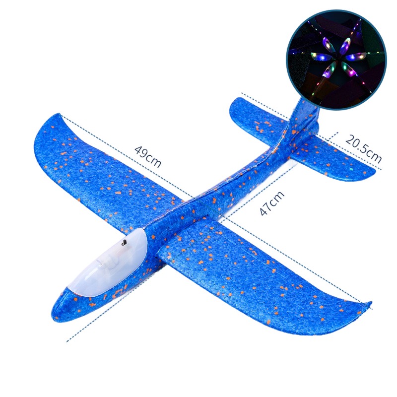 Avion Planor , cu Lumini pe Toata Lungimea, din Poliester, 48 cm, Albastru - imagine 2