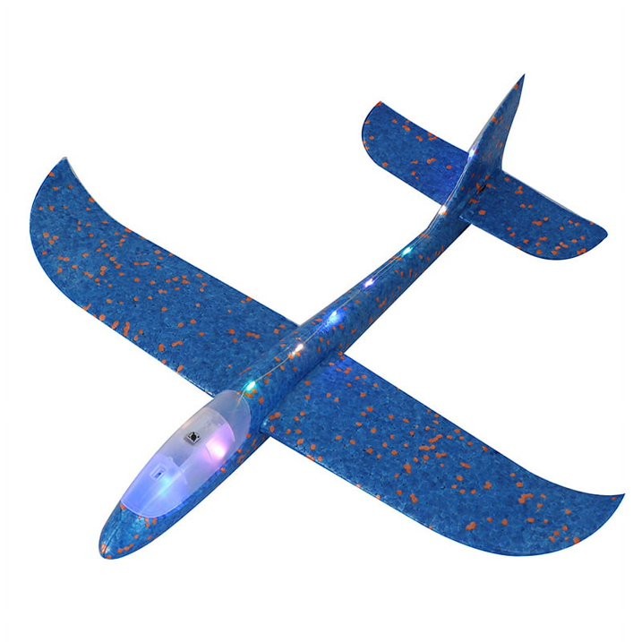 Avion Planor , cu Lumini pe Toata Lungimea, din Poliester, 48 cm, Albastru