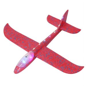 Avion Planor , cu Lumini pe Toata Lungimea, din Poliester, 48 cm, Rosu