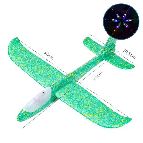 Avion Planor , cu Lumini pe Toata Lungimea, din Poliester, 48 cm, Verde - imagine 2