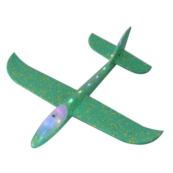 Avion Planor , cu Lumini pe Toata Lungimea, din Poliester, 48 cm, Verde