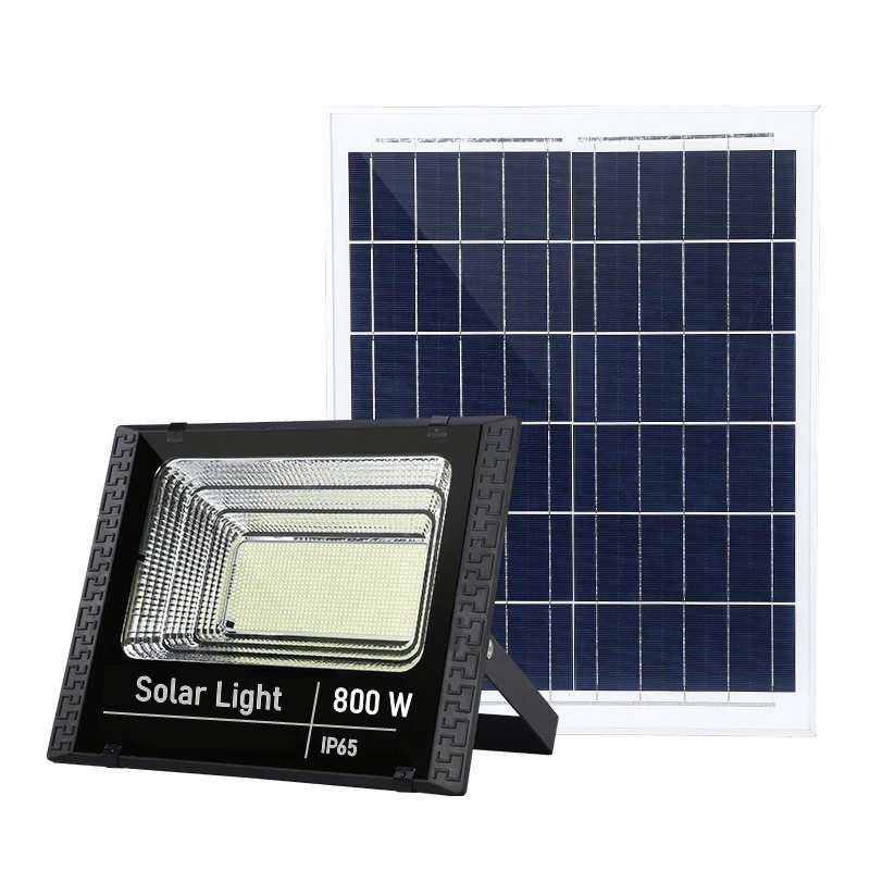 Proiector LED SMD 800W cu incarcare solara , panou solar, cu telecomanda, suport prindere, material ABS, 20AH, 966 LED-uri, temperatura culoare 6500k, 32x26x9 cm, negru