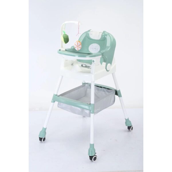 Scaun de Masa pentru Copii, , Multifunctional, Pliabil, cu Roti, Cos de Depozitare, din Plastic, Centura de Siguranta, Suport de Agatat Jucarii, 110 x 60 x 70 cm, Verde - imagine 3