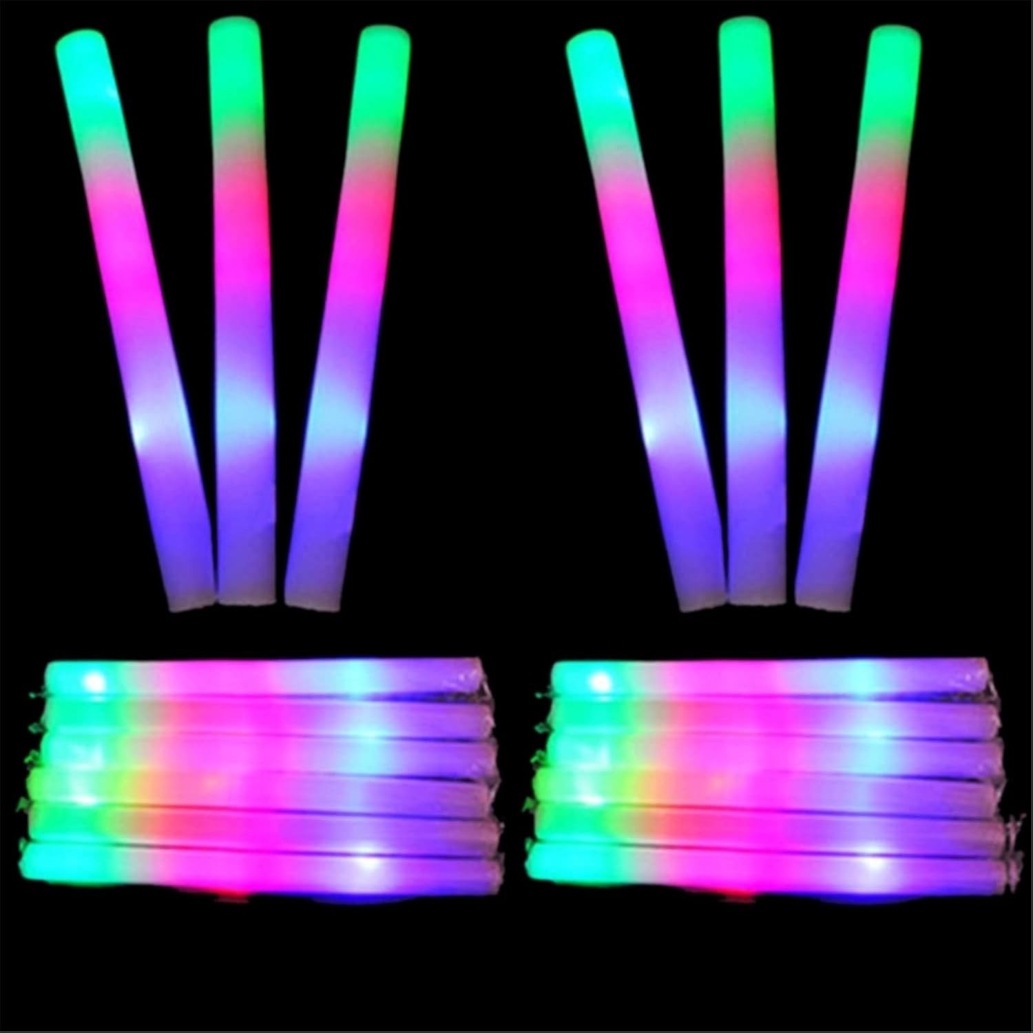 Bagheta cu Led, , din Burete, cu Baterii, Lumina Multicolora, 48 x 4 cm, Alb - imagine 4