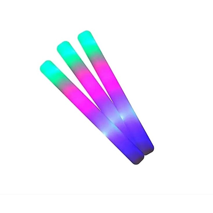 Bagheta cu Led, , din Burete, cu Baterii, Lumina Multicolora, 48 x 4 cm, Alb