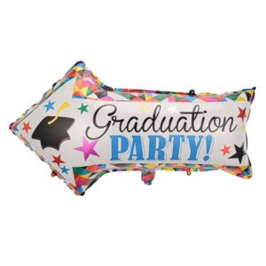 Balon din Folie Metalizata, , Figurina Sageata, Tema Absolvire, 82x50 cm, Ambalaj Individual, Pai Inclus, Umflare cu Aer sau Heliu, Multicolor