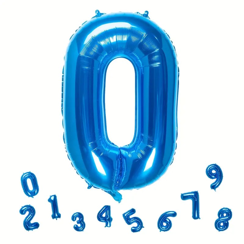 Balon din Folie , Cifra 0, 81 cm, Pentru Aer sau Heliu, Bulk, Albastru - imagine 2