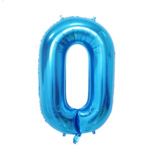 Balon din Folie , Cifra 0, 81 cm, Pentru Aer sau Heliu, Bulk, Albastru