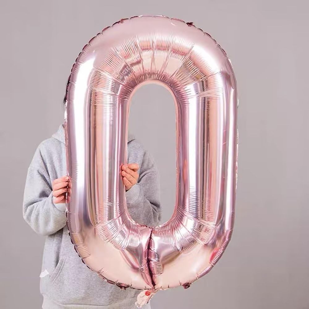 Balon din Folie , Cifra 0, 81 cm, Pentru Aer sau Heliu, Bulk, Roz Auriu - imagine 4