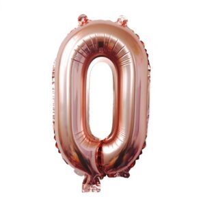 Balon din Folie , Cifra 0, 81 cm, Pentru Aer sau Heliu, Bulk, Roz Auriu