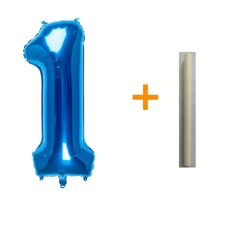 Balon din Folie , Cifra 1, 81 cm, Pentru Aer sau Heliu, Bulk, Albastru - imagine 2