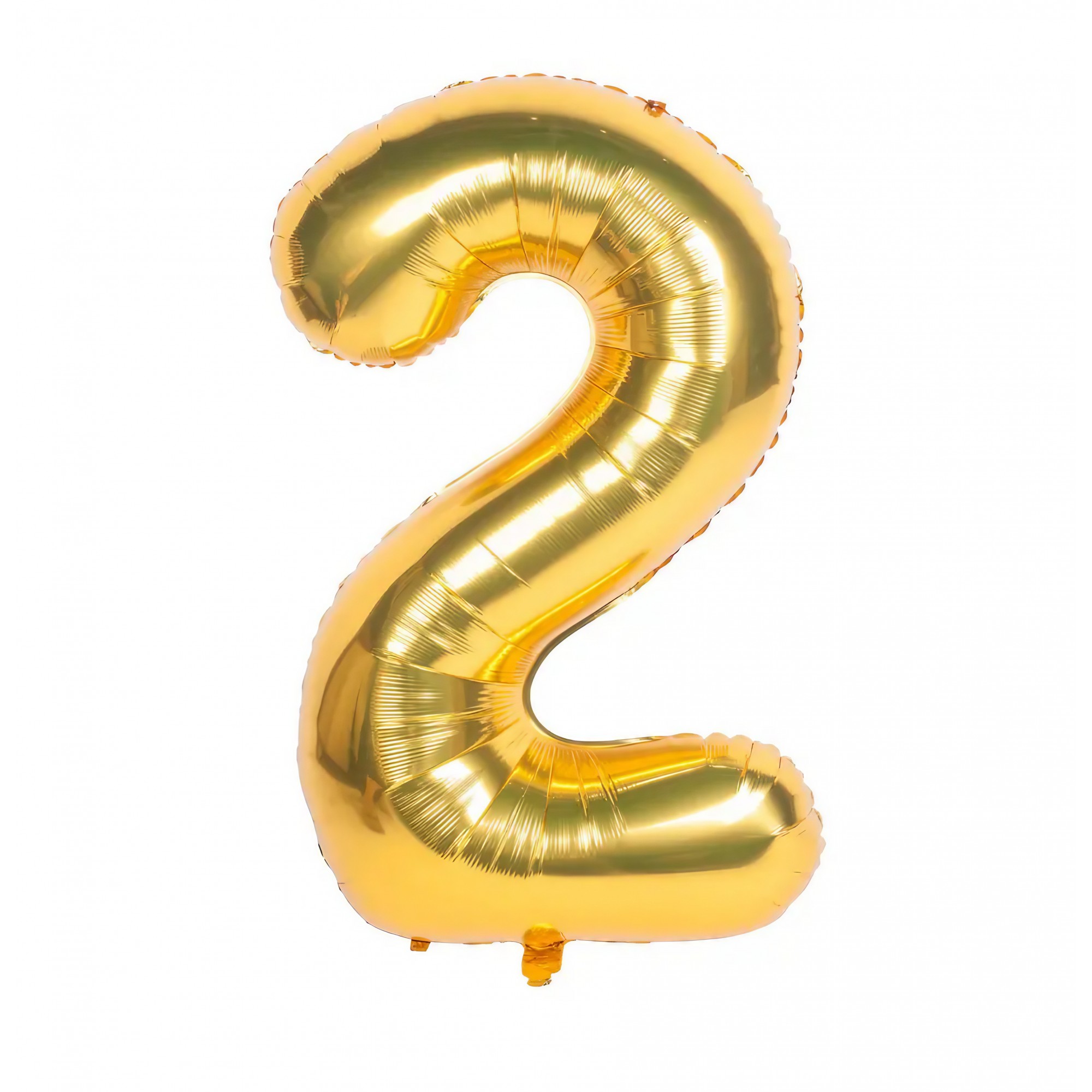 Balon din Folie , Cifra 2, 81 cm, Pentru Aer sau Heliu, Auriu