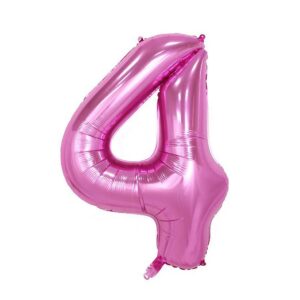 Balon din Folie , Cifra 4, 81 cm, Pentru Aer sau Heliu, Bulk, Mov