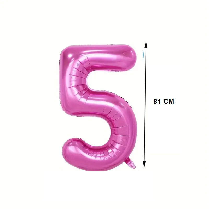 Balon din Folie , Cifra 5, 81 cm, Pentru Aer sau Heliu, Bulk, Mov - imagine 2
