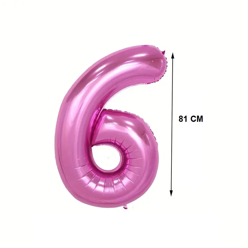 Balon din Folie , Cifra 6, 81 cm, Pentru Aer sau Heliu, Bulk, Mov - imagine 2