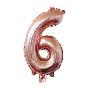 Balon din Folie , Cifra 6, 81 cm, Pentru Aer sau Heliu, Bulk, Roz Auriu