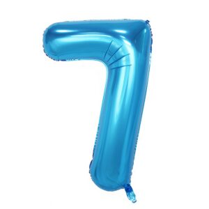 Balon din Folie , Cifra 7, 81 cm, Pentru Aer sau Heliu, Bulk, Albastru
