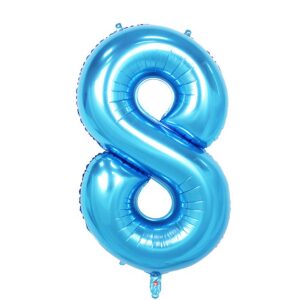 Balon din Folie , Cifra 8, 81 cm, Pentru Aer sau Heliu, Bulk, Albastru