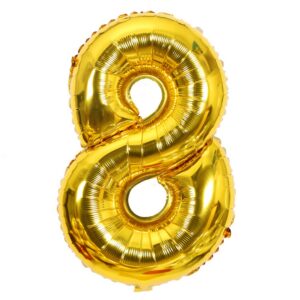 Balon din Folie , Cifra 8, 81 cm, Pentru Aer sau Heliu, Bulk, Auriu