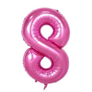 Balon din Folie , Cifra 8, 81 cm, Pentru Aer sau Heliu, Bulk, Roz