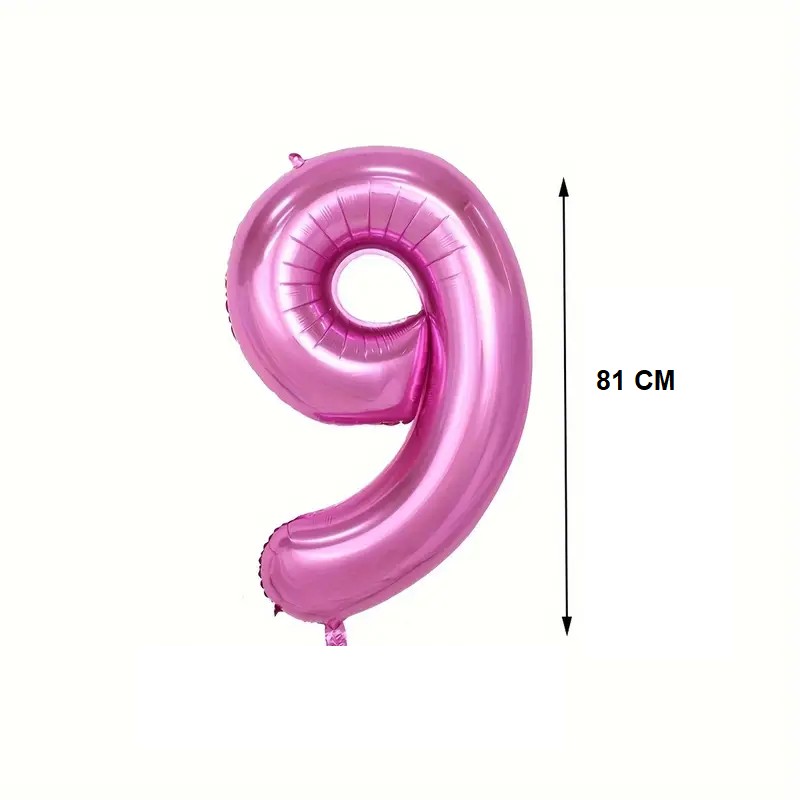 Balon din Folie , Cifra 9, 81 cm, Pentru Aer sau Heliu, Bulk, Mov - imagine 2