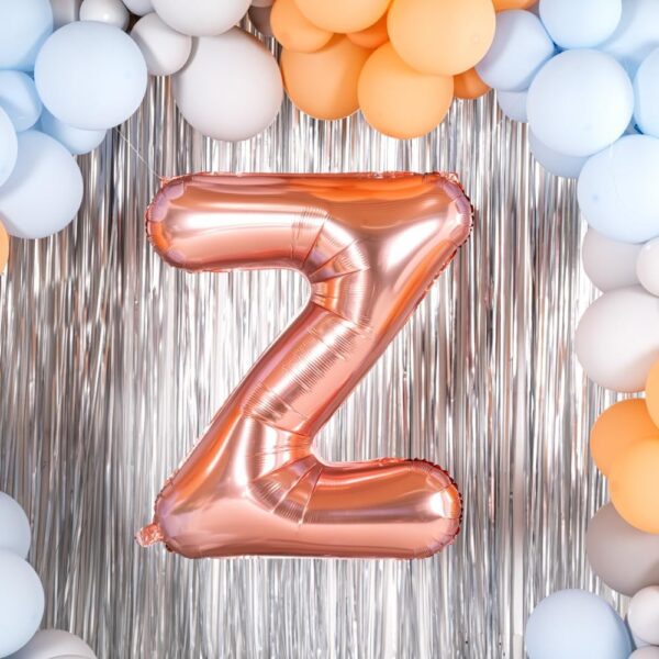 Balon Folie Metalizata Litera Z, , 100 cm, Umflati cu Heliu sau Aer, Ambalaj Individual, Pai inclus, Rose Gold - imagine 4