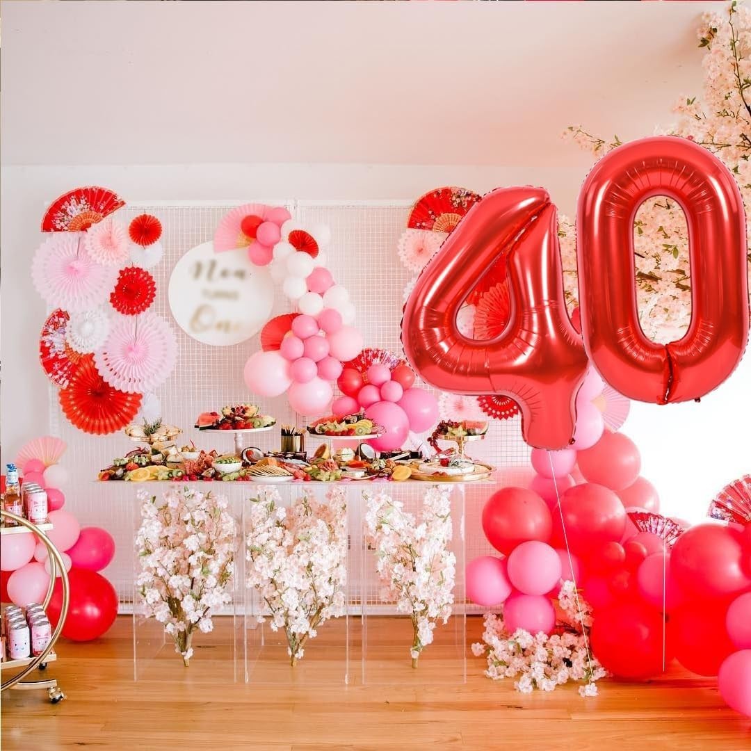 Balon din Folie Metalizata , Figurina Cifra, Tema Aniversare 100 cm, Ambalaj Individual, Pai inclus, Umflare cu Aer sau Heliu, Rosu, Cifra 4 - imagine 3