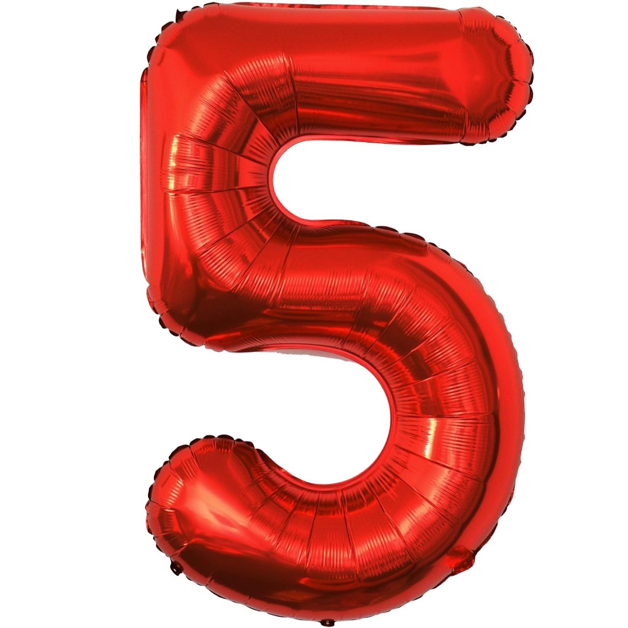 Balon din Folie Metalizata , Figurina Cifra, Tema Aniversare 100 cm, Ambalaj Individual, Pai inclus, Umflare cu Aer sau Heliu, Rosu, Cifra 5