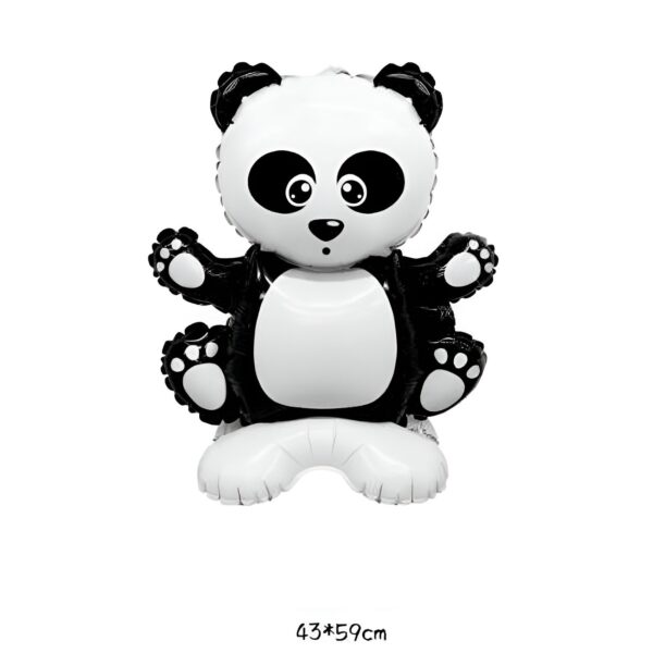 Balon din Folie Metalizata, , Figurine AnimÄƒluÈ›e, Model Panda, 43x59cm, Ambalaj Individual, Pai Inclus, Umflare cu Aer sau Heliu, Alb Negru - imagine 2