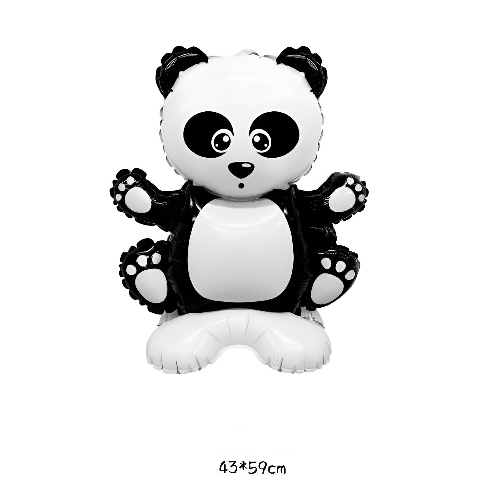 Balon din Folie Metalizata, , Figurine Animăluțe, Model Panda, 43x59cm, Ambalaj Individual, Pai Inclus, Umflare cu Aer sau Heliu, Alb Negru - imagine 2