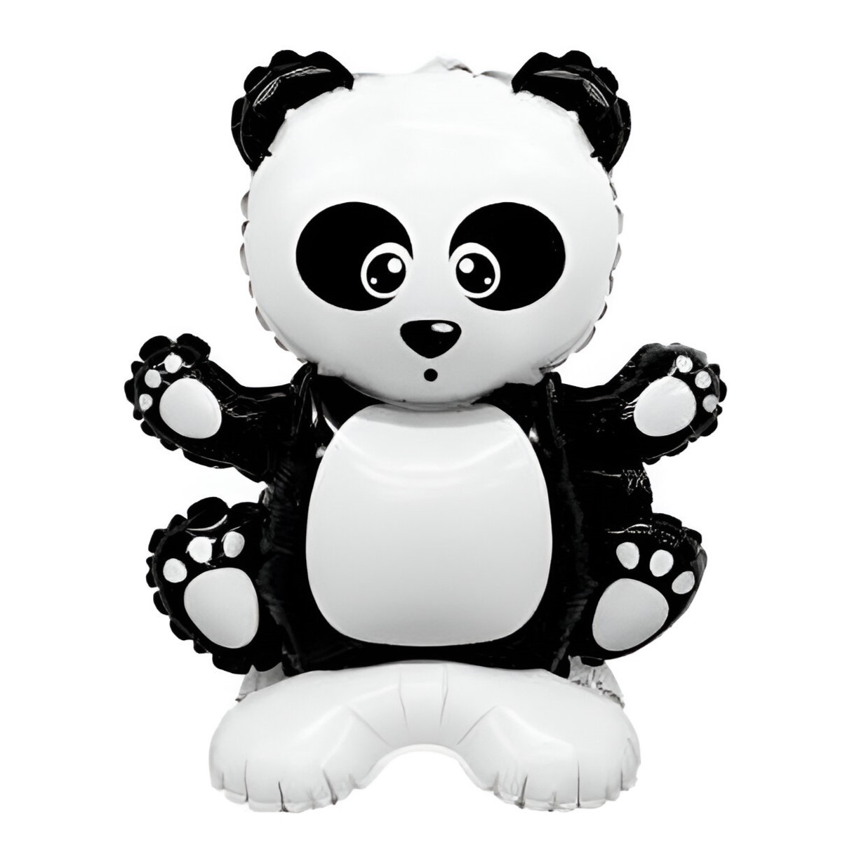 Balon din Folie Metalizata, , Figurine Animăluțe, Model Panda, 43x59cm, Ambalaj Individual, Pai Inclus, Umflare cu Aer sau Heliu, Alb Negru