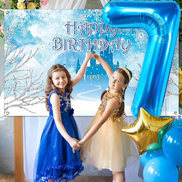 Balon din Folie Metalizata , Figurina Cifra, Tema Aniversare 40 cm, Ambalaj Individual, Pai inclus, Umflare cu Aer sau Heliu, Albastru, Cifra 7 - imagine 3