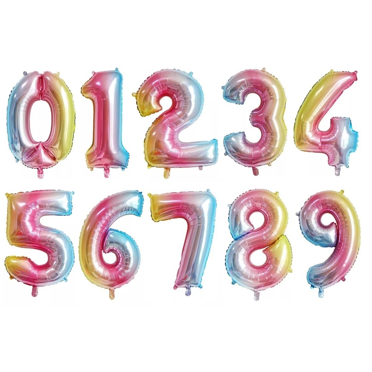 Balon din Folie Metalizata , Figurina Cifra, Tema Aniversare 40 cm, Ambalaj Individual, Pai inclus, Umflare cu Aer sau Heliu, Multicolor, Cifra 5 - imagine 4