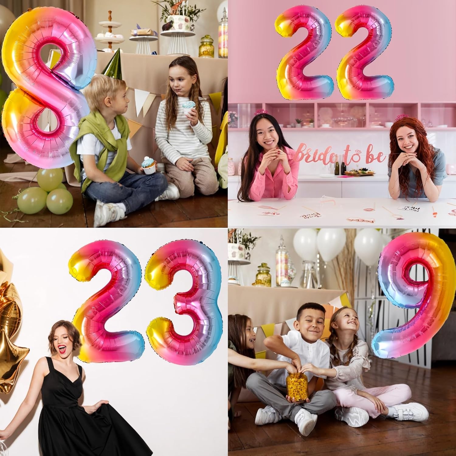 Balon din Folie Metalizata , Figurina Cifra, Tema Aniversare 40 cm, Ambalaj Individual, Pai inclus, Umflare cu Aer sau Heliu, Multicolor, Cifra 8 - imagine 3