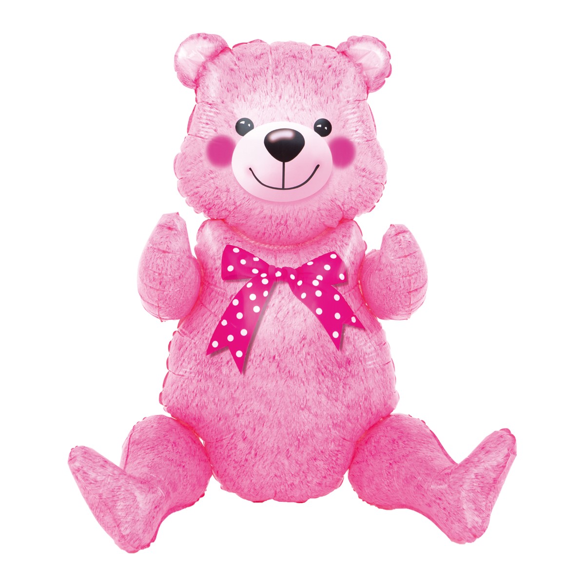 Balon din Folie Metalizata, , Figurina Animalute, Model Ursulet Asezat, Tematica Aniversare, 44x82.5 cm, Ambalaj Individual, Pai Inclus, Umflare cu Aer sau Heliu, Roz