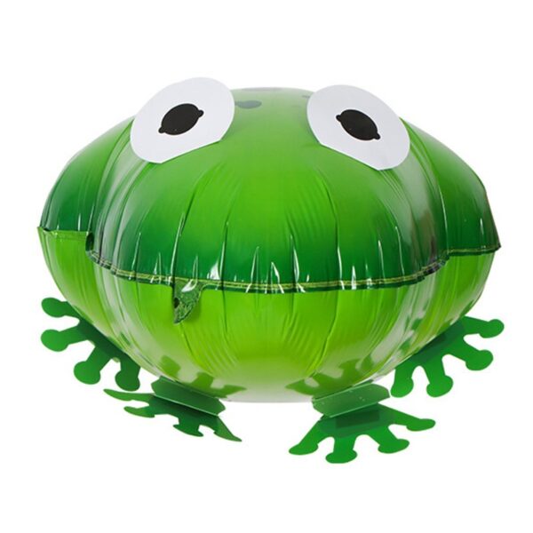Balon din Folie Metalizata, , Figurina Animata, Model Broasca, 53x40 cm, Ambalaj Individual, Pai Inclus, Umflare cu Aer sau Heliu, Verde