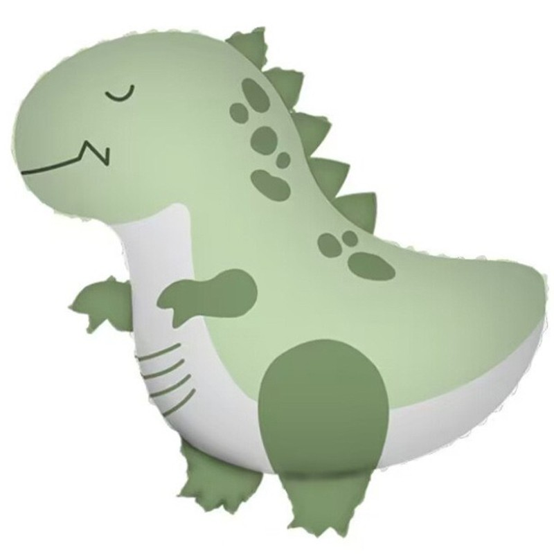 Balon din Folie Metalizata, , Figurina Animata, Model Dinozaur, 55 x 54 cm, Ambalaj Individual, Pai Inclus, Umflare cu Aer sau Heliu, Verde