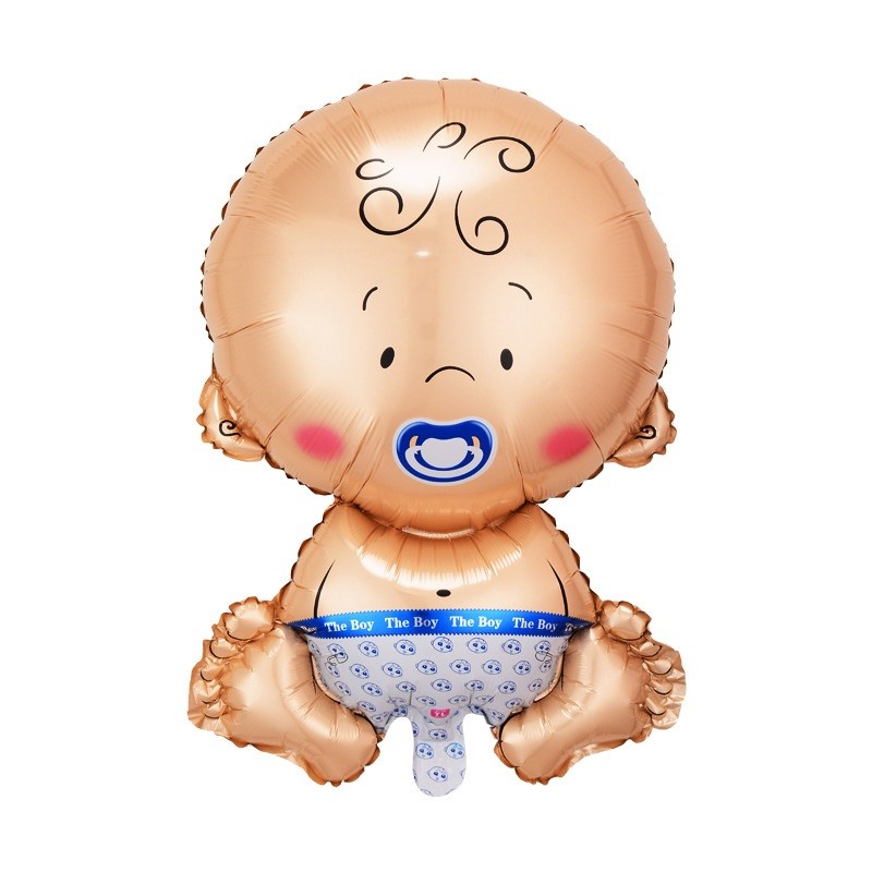 Balon din Folie Metalizata, , Figurina Baietel, Tema Botez, 73x48 cm, Ambalaj Individual, Pai Inclus, Umflare cu Aer sau Heliu, Albastru
