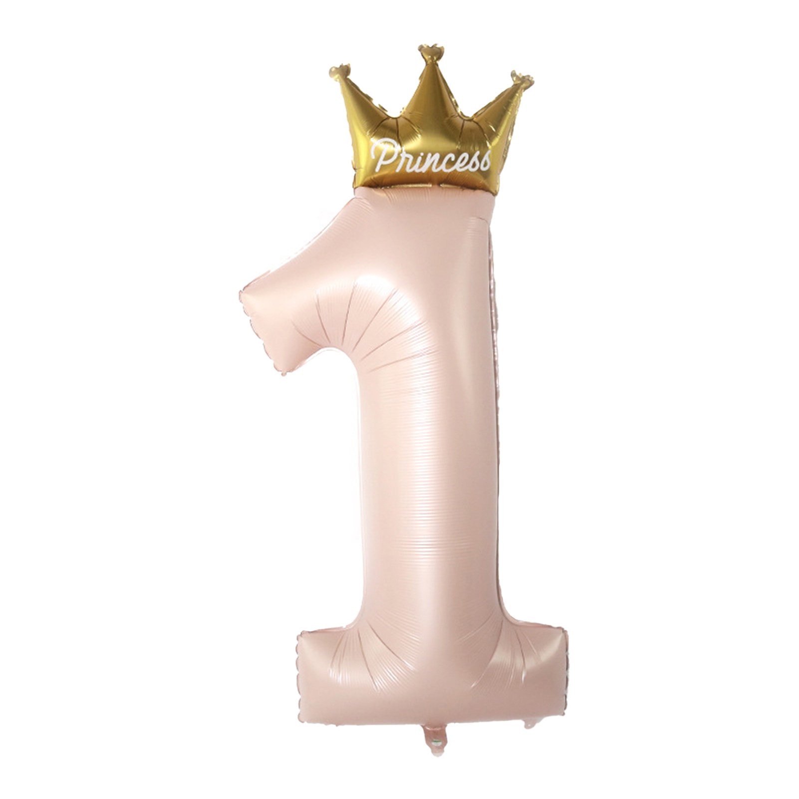 Balon din Folie Metalizata, , Figurina Cifra 1, Model Coroana Printesa, 91 cm, Ambalaj Individual, Pai inclus, Umflare cu Aer sau Heliu, Roz