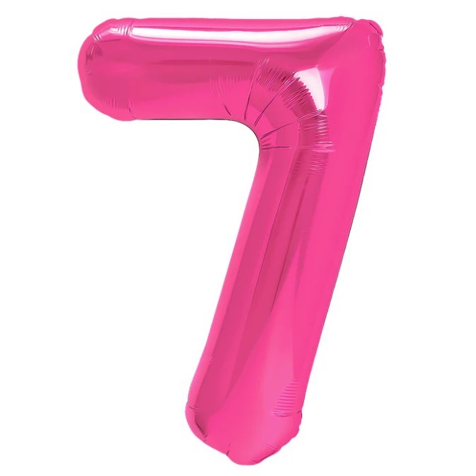 Balon din Folie Metalizata, , Figurina Cifra, Model 7, Tema Aniversare 100 cm, Ambalaj Individual, Pai Inclus, Umflare cu Aer sau Heliu, Roz - imagine 3