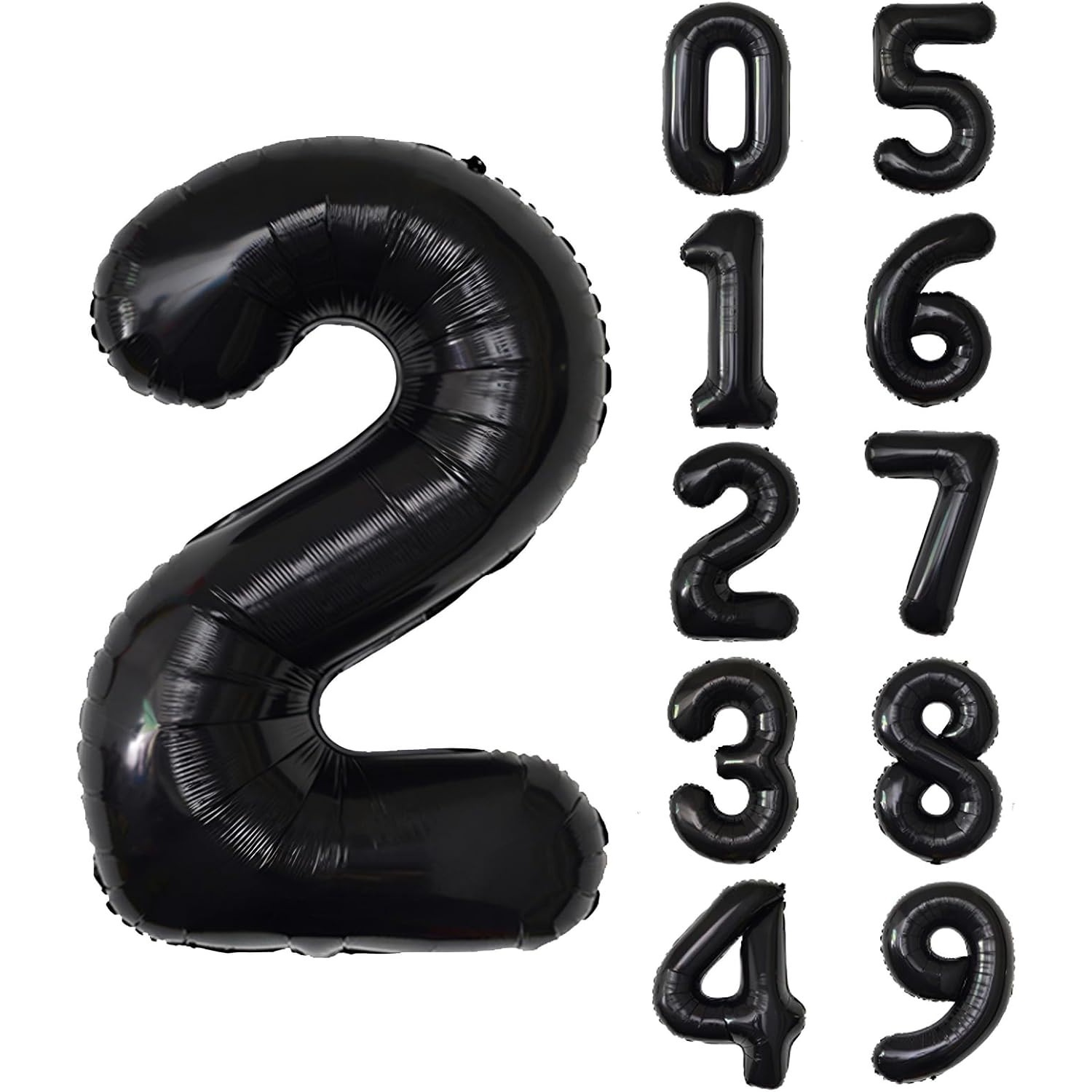 Balon din Folie Metalizata, , Figurina Cifra, Tema Aniversare 100 cm, Ambalaj Individual, Pai inclus, Umflare cu Aer sau Heliu, Negru, Cifra 2 - imagine 4