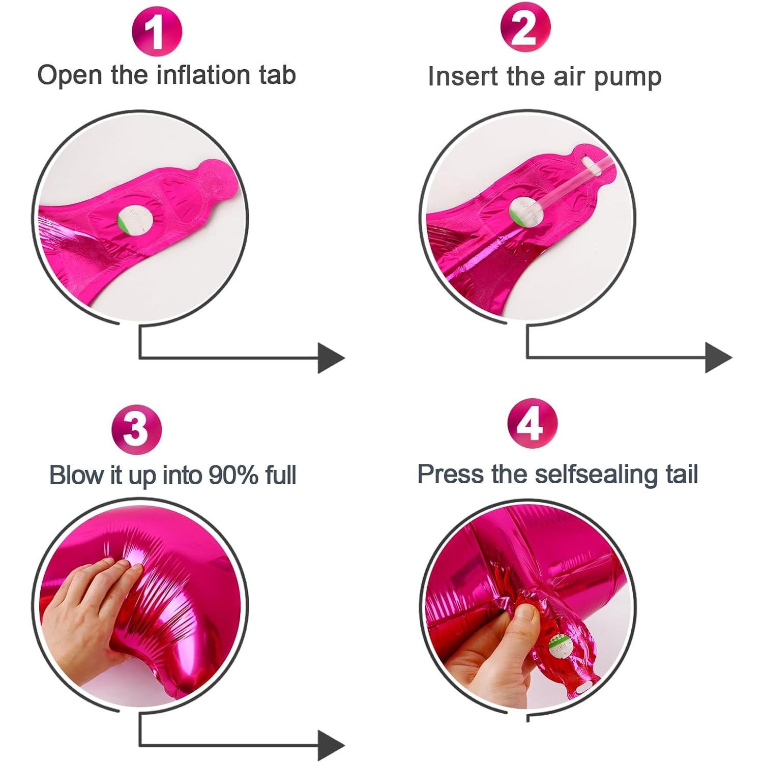 Balon din Folie Metalizata , Figurina Cifra, Tema Aniversare 40 cm, Ambalaj Individual, Pai inclus, Umflare cu Aer sau Heliu, Roz, Cifra 4 - imagine 2