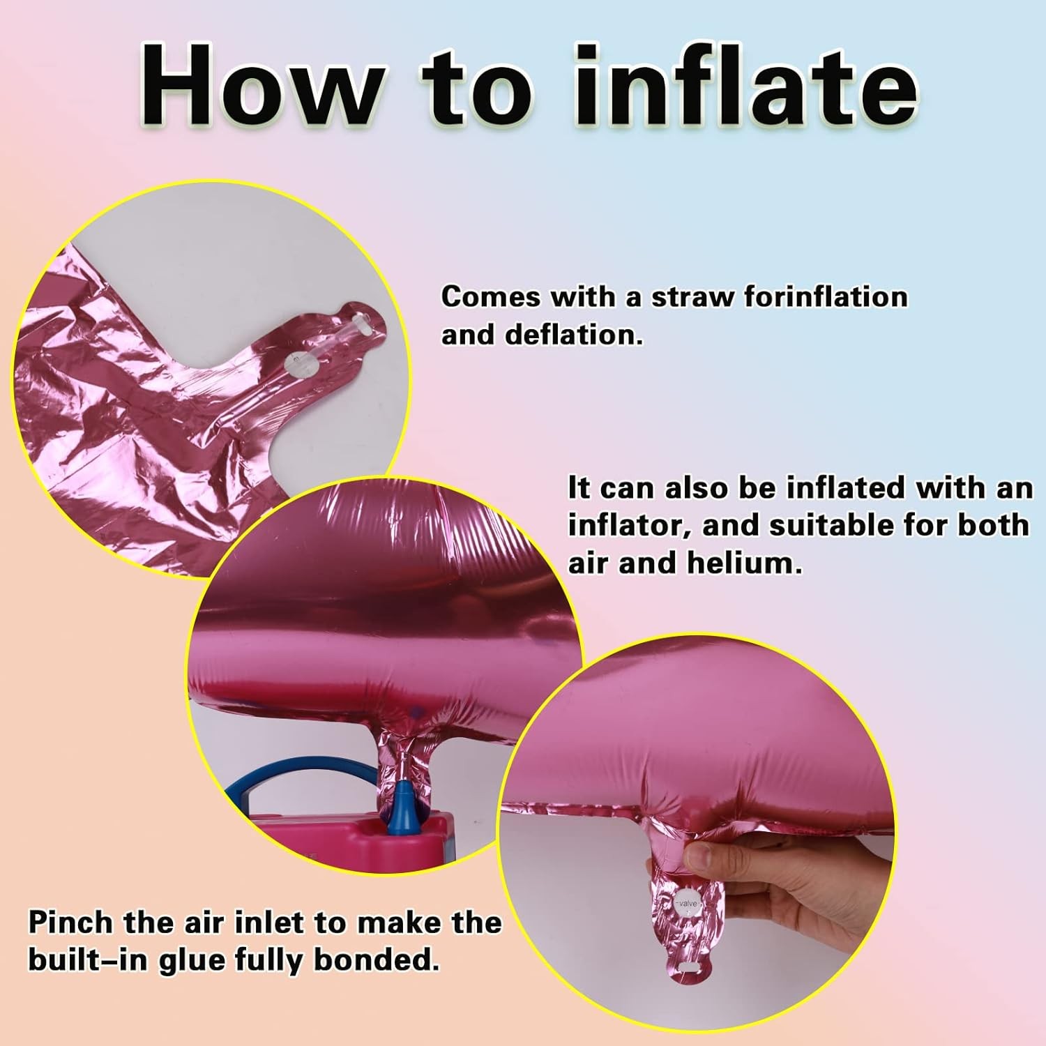 Balon din Folie Metalizata , Figurina Cifra, Tema Aniversare 40 cm, Ambalaj Individual, Pai inclus, Umflare cu Aer sau Heliu, Roz, Cifra 5 - imagine 3