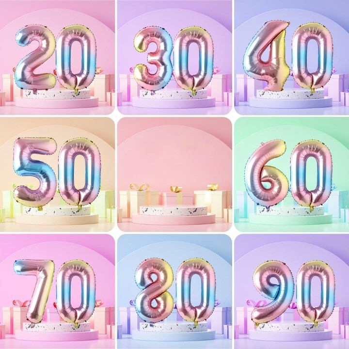 Balon din Folie Metalizata , Figurina Cifra, Tema Aniversare 40 cm, Ambalaj Individual, Pai inclus, Umflare cu Aer sau Heliu, Multicolor, Cifra 4 - imagine 4