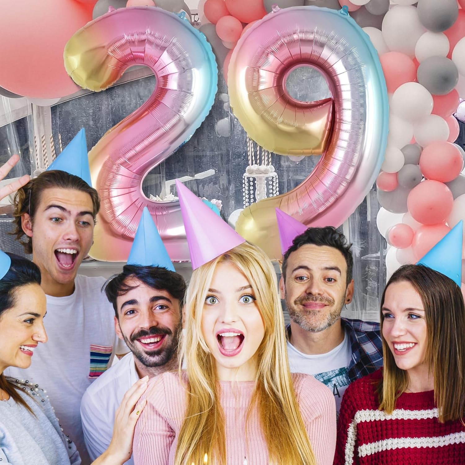 Balon din Folie Metalizata , Figurina Cifra, Tema Aniversare 40 cm, Ambalaj Individual, Pai inclus, Umflare cu Aer sau Heliu, Multicolor, Cifra 9 - imagine 3