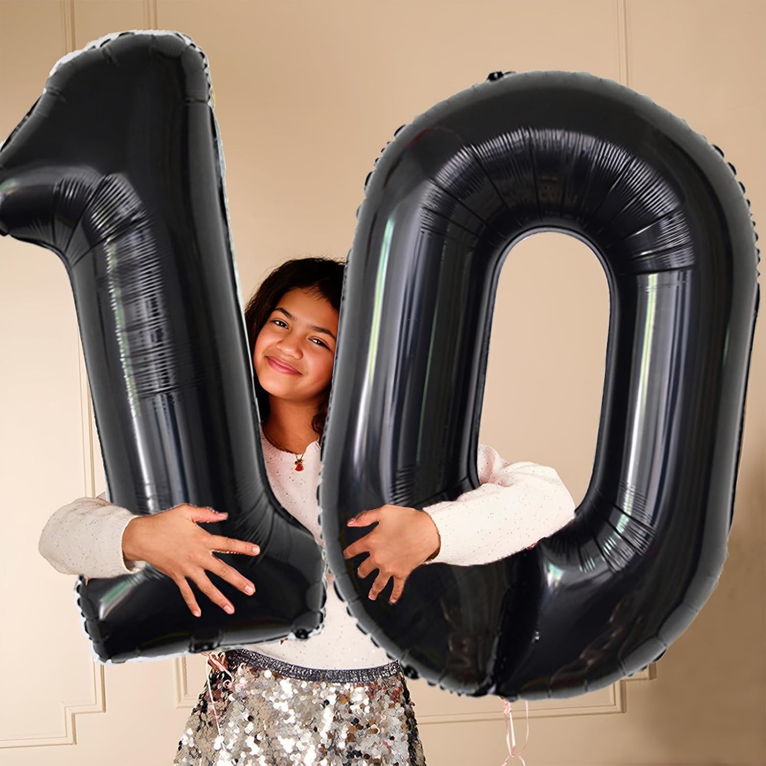 Balon din Folie Metalizata, , Figurina Cifra, Tema Aniversare 40 cm, Ambalaj Individual, Pai inclus, Umflare cu Aer sau Heliu, Negru, Cifra 0 - imagine 2