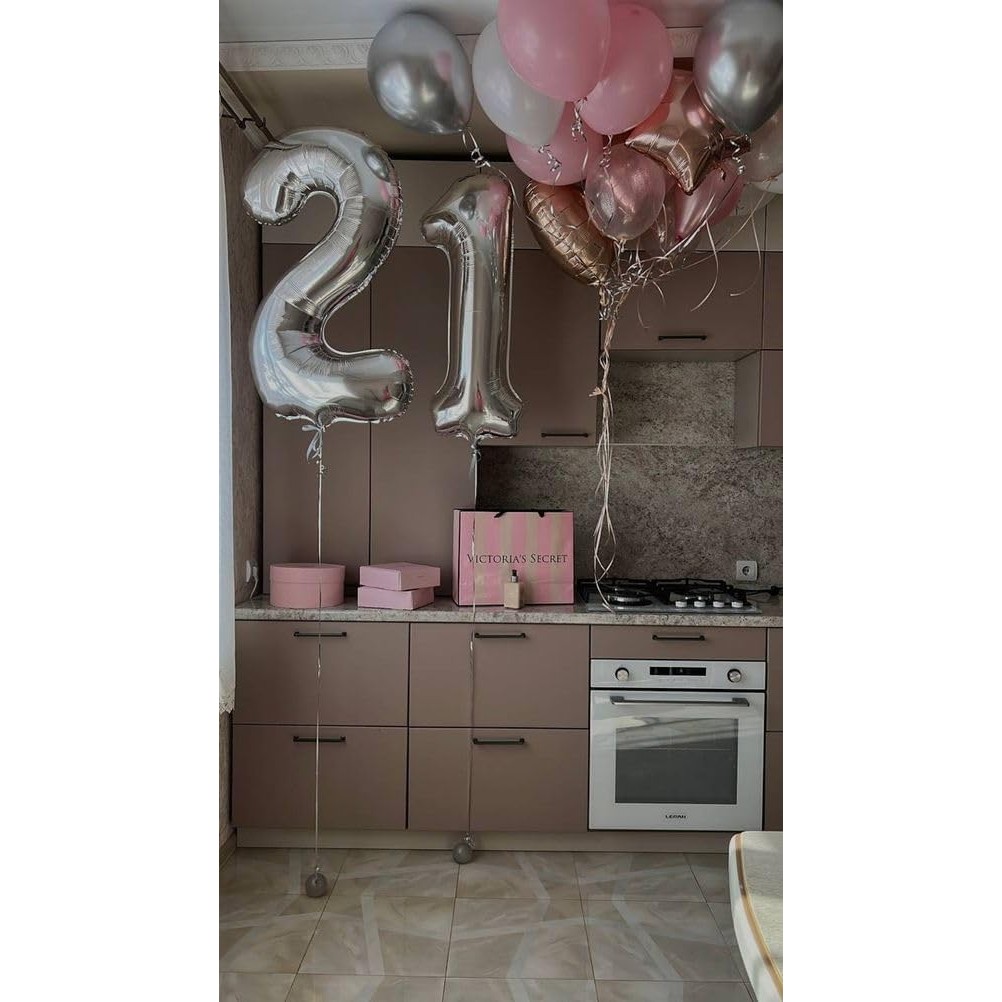Balon din Folie Metalizata, , Figurina Cifra, Tema Aniversare 40 cm, Ambalaj Individual, Pai inclus, Umflare cu Aer sau Heliu, Argintiu, Cifra 1 - imagine 3