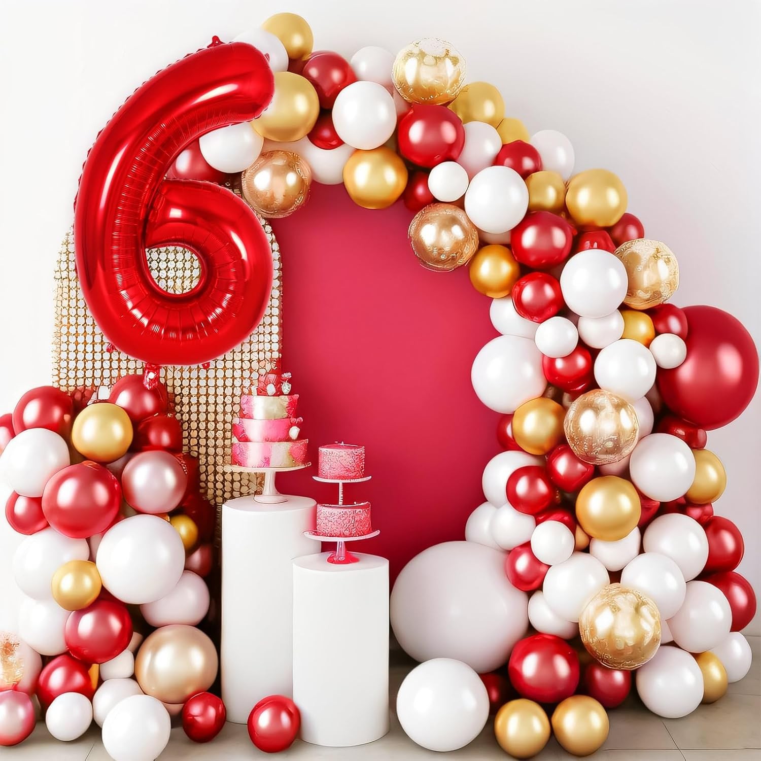 Balon din Folie Metalizata , Figurina Cifra, Tema Aniversare 80 cm, Ambalaj Individual, Pai inclus, Umflare cu Aer sau Heliu, Rosu, Cifra 6 - imagine 4