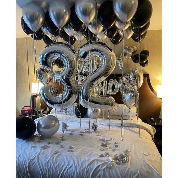 Balon din Folie Metalizata , Figurina Cifra, Tema Aniversare 40 cm, Ambalaj Individual, Pai inclus, Umflare cu Aer sau Heliu, Argintiu, Cifra 3 - imagine 2