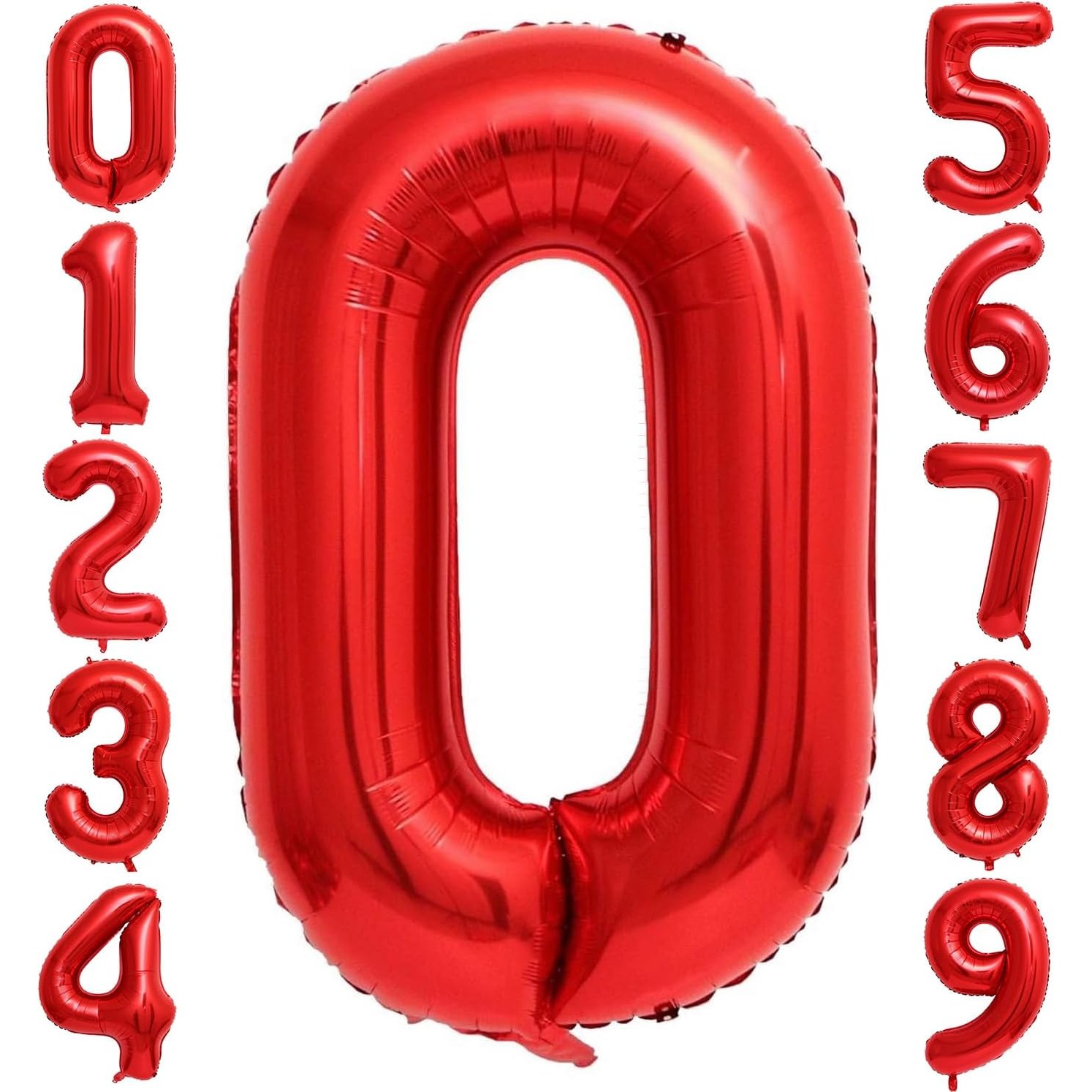 Balon din Folie Metalizata , Figurina Cifra, Tema Aniversare 80 cm, Ambalaj Individual, Pai inclus, Umflare cu Aer sau Heliu, Rosu, Cifra 0 - imagine 2